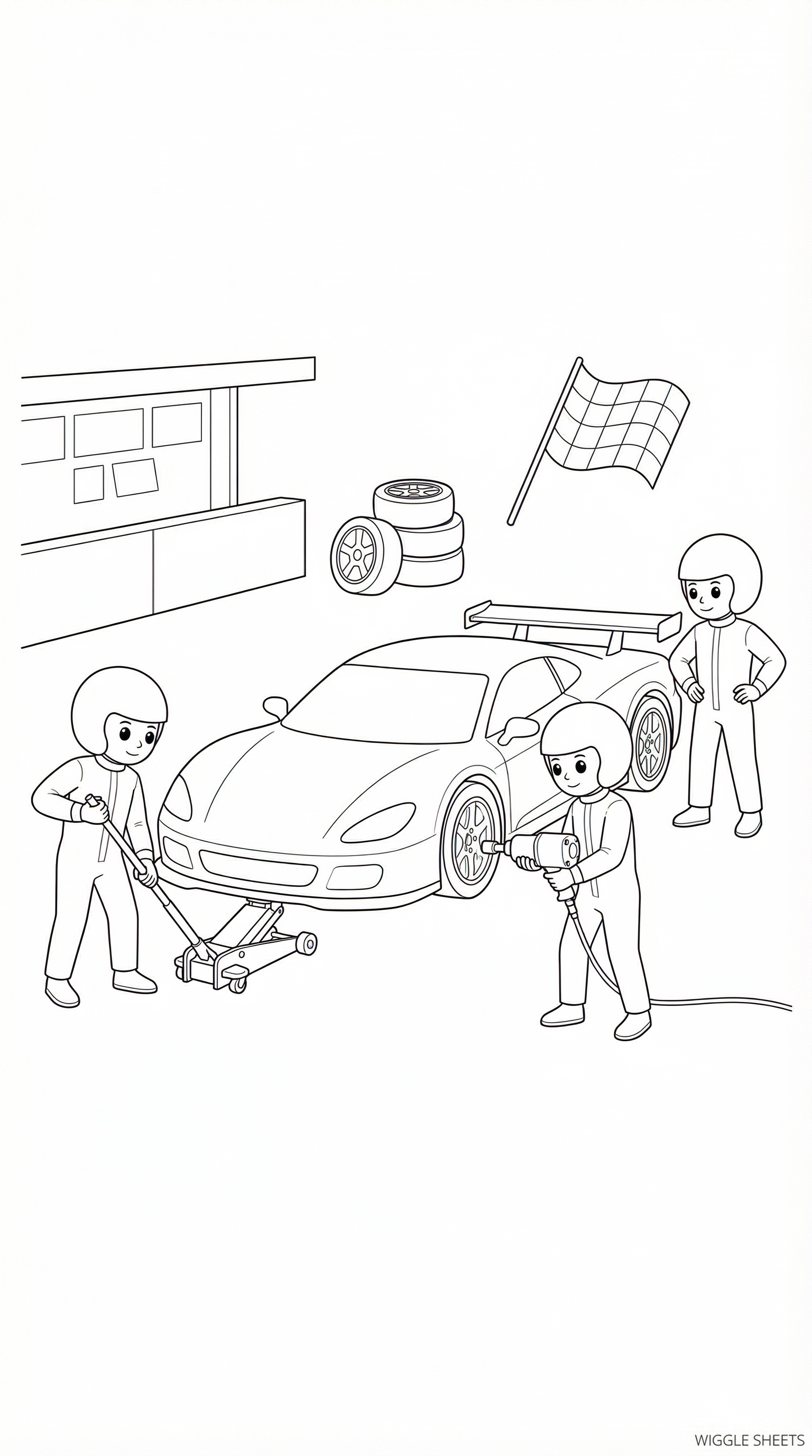 Pit Crew Coloring Page